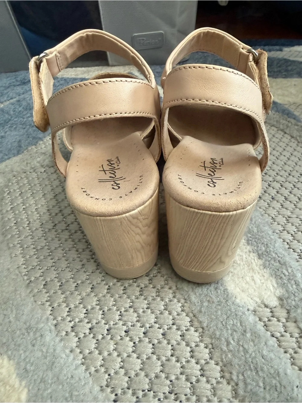 Clarks cream Perforated Slingback Wedge Sandals